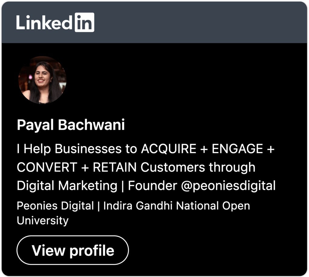 Payal Bachwani Linkedin Badge